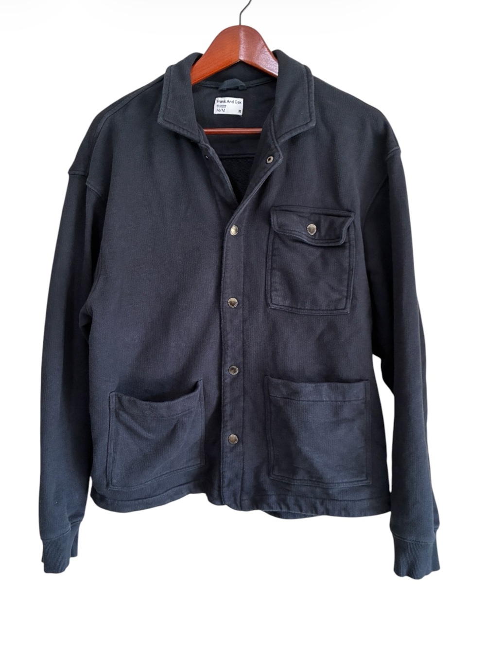 Frank And Oak Men's Navy Organic Cotton Sweatshirt Chore Jacket Size Medium